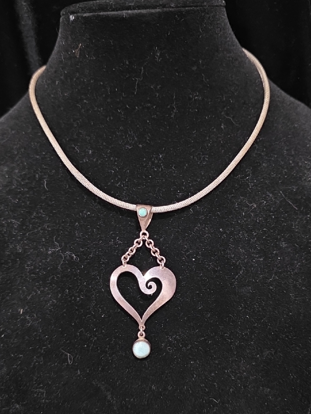 Vintage Sterling Silver Heart Pendant Necklace